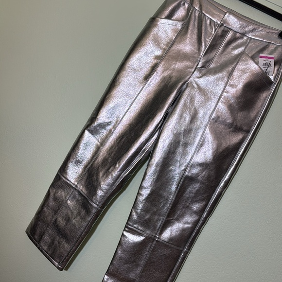 Avec Les Filles Women's Silver metallic Trousers pants M - Picture 3 of 8